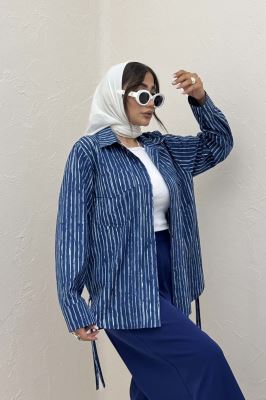 مانتو دو جیب پاکتی راه راه زارا بغل بند