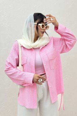 مانتو دو جیب پاکتی راه راه زارا بغل بند