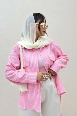 مانتو دو جیب پاکتی راه راه زارا بغل بند