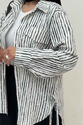 مانتو دو جیب پاکتی راه راه زارا بغل بند