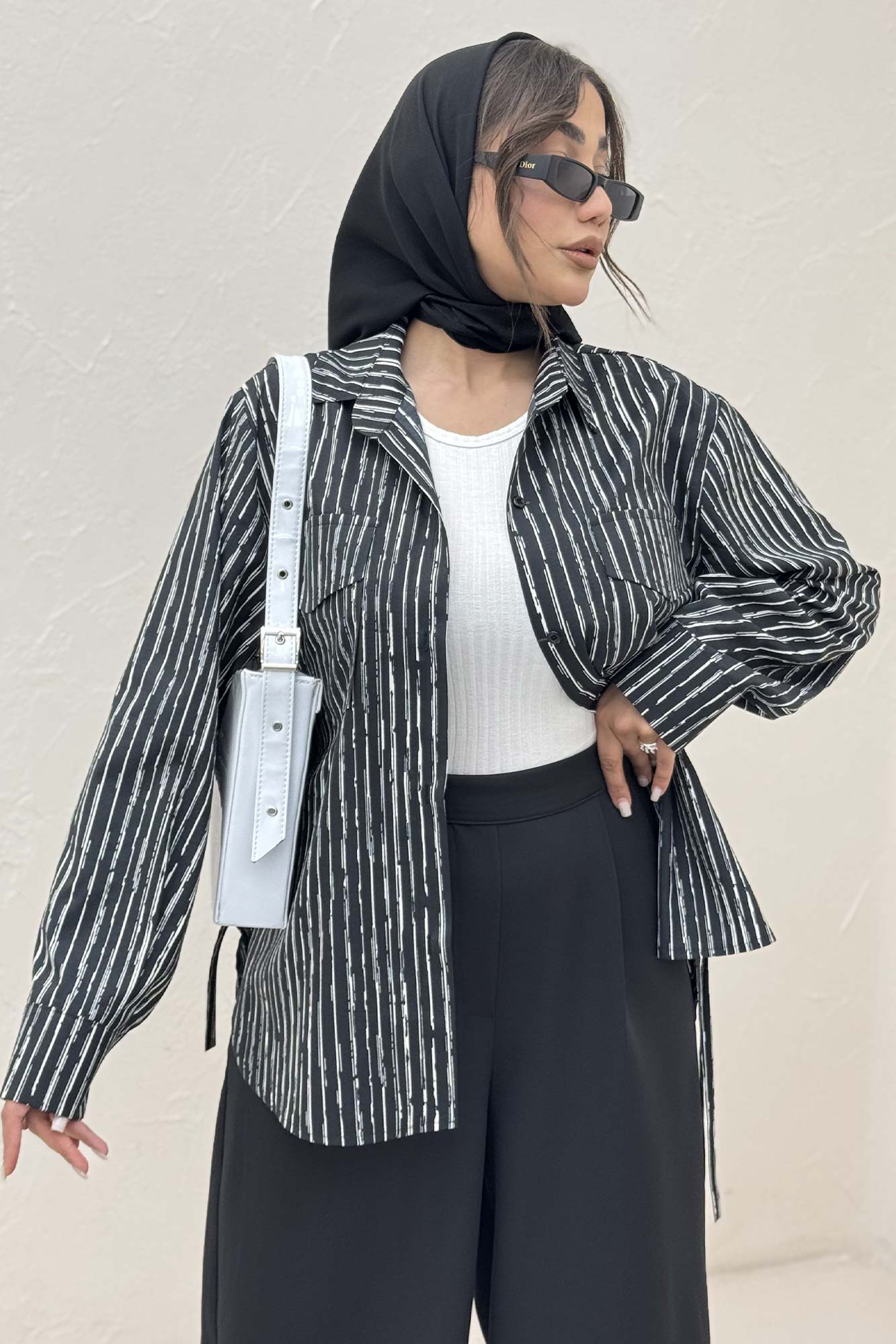 مانتو دو جیب پاکتی راه راه زارا بغل بند