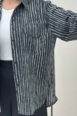 مانتو دو جیب پاکتی راه راه زارا بغل بند