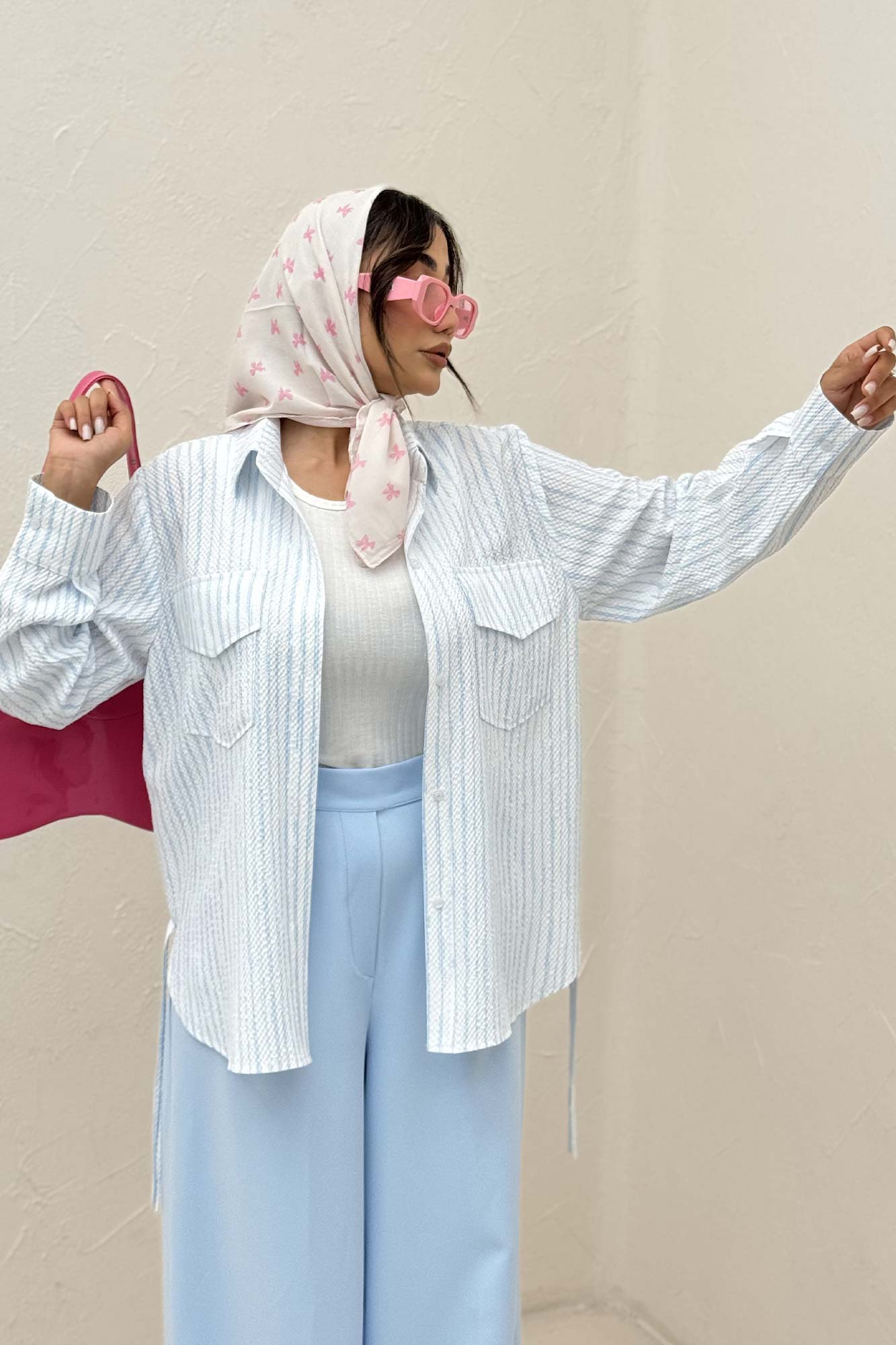 مانتو دو جیب پاکتی راه راه زارا بغل بند