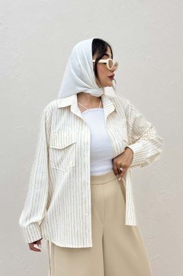 مانتو دو جیب پاکتی راه راه زارا بغل بند