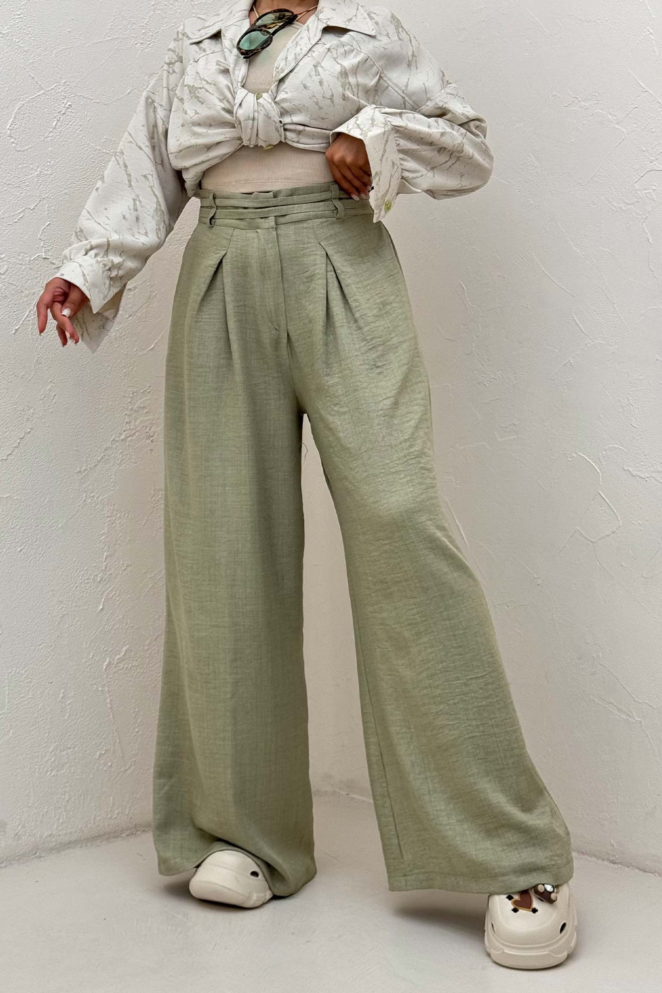 شلوار شانتون کمردو بندی