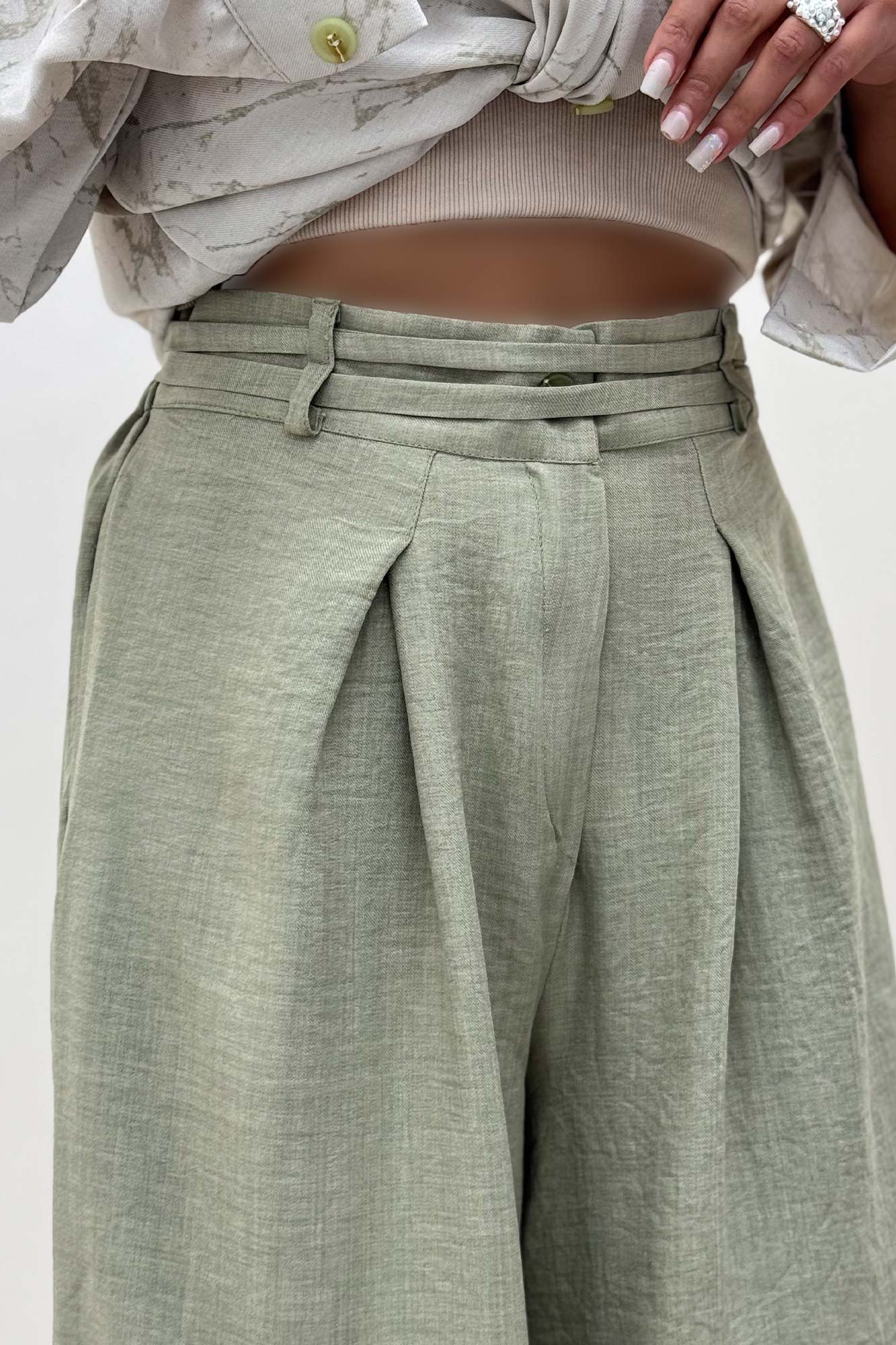 شلوار شانتون کمردو بندی