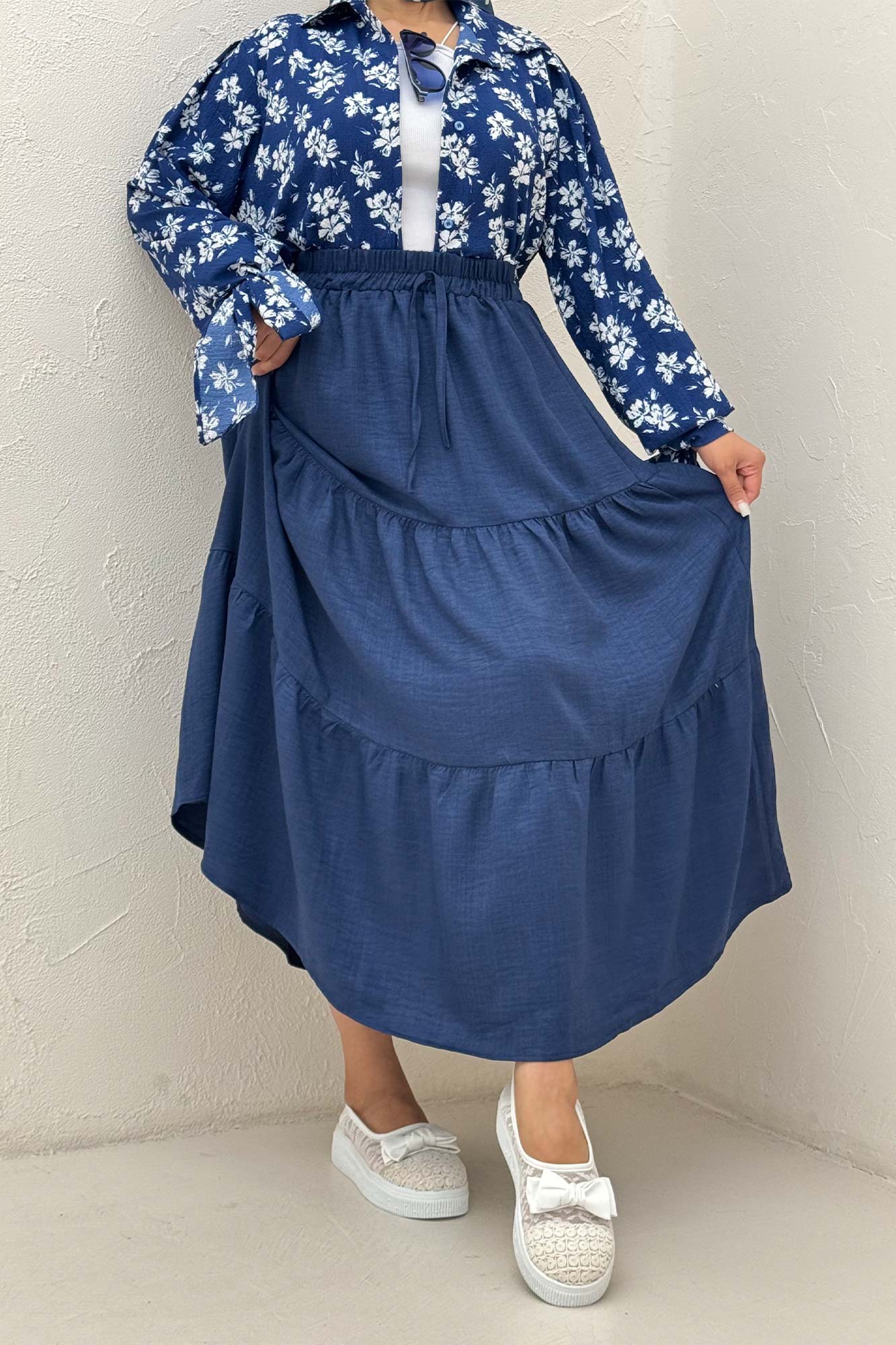 دامن بلند چین دار شانتون