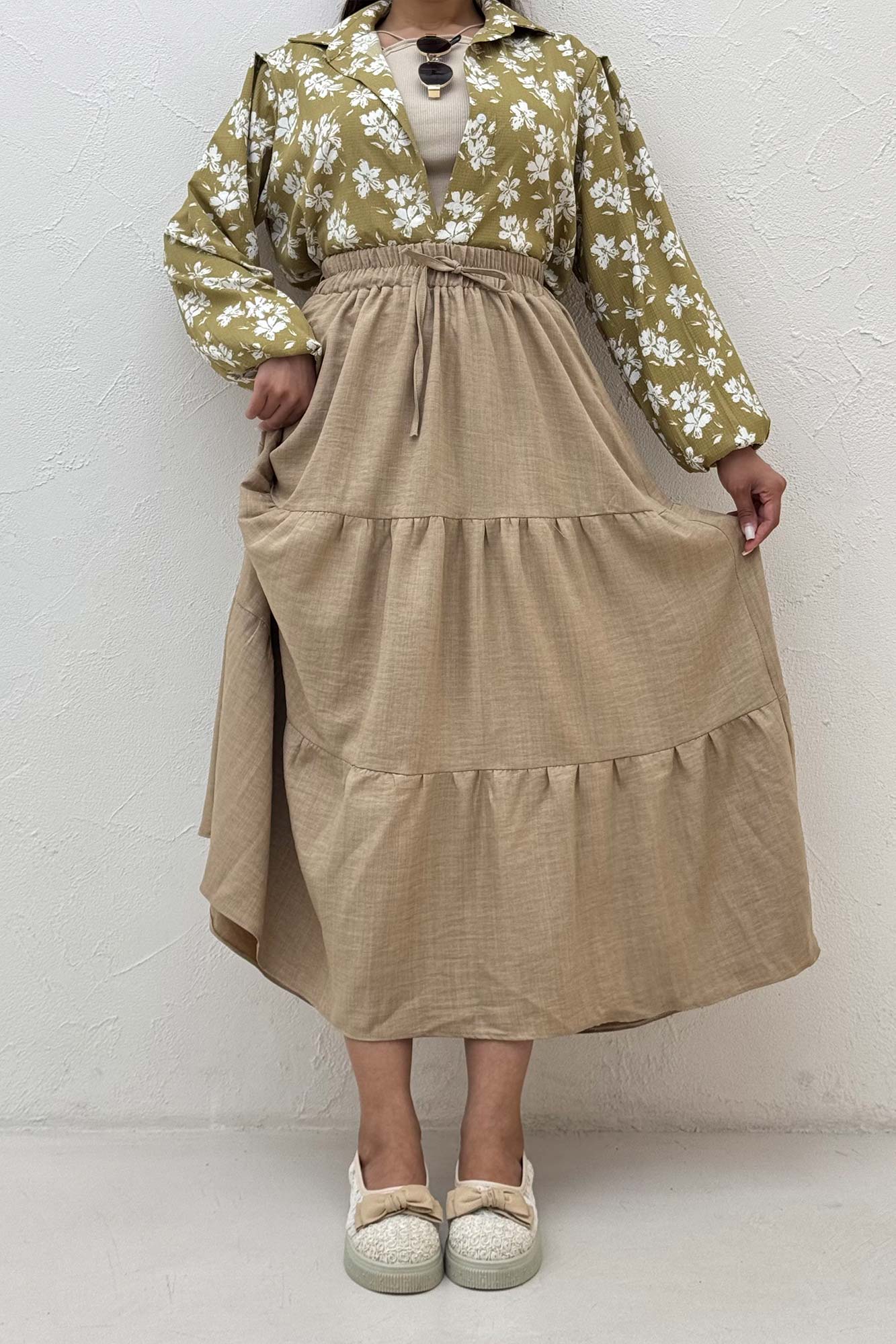 دامن بلند چین دار شانتون