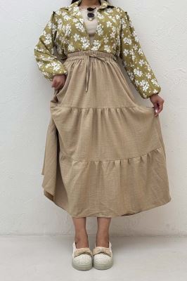 دامن بلند چین دار شانتون