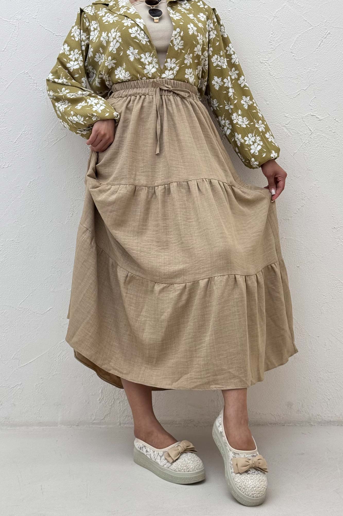 دامن بلند چین دار شانتون