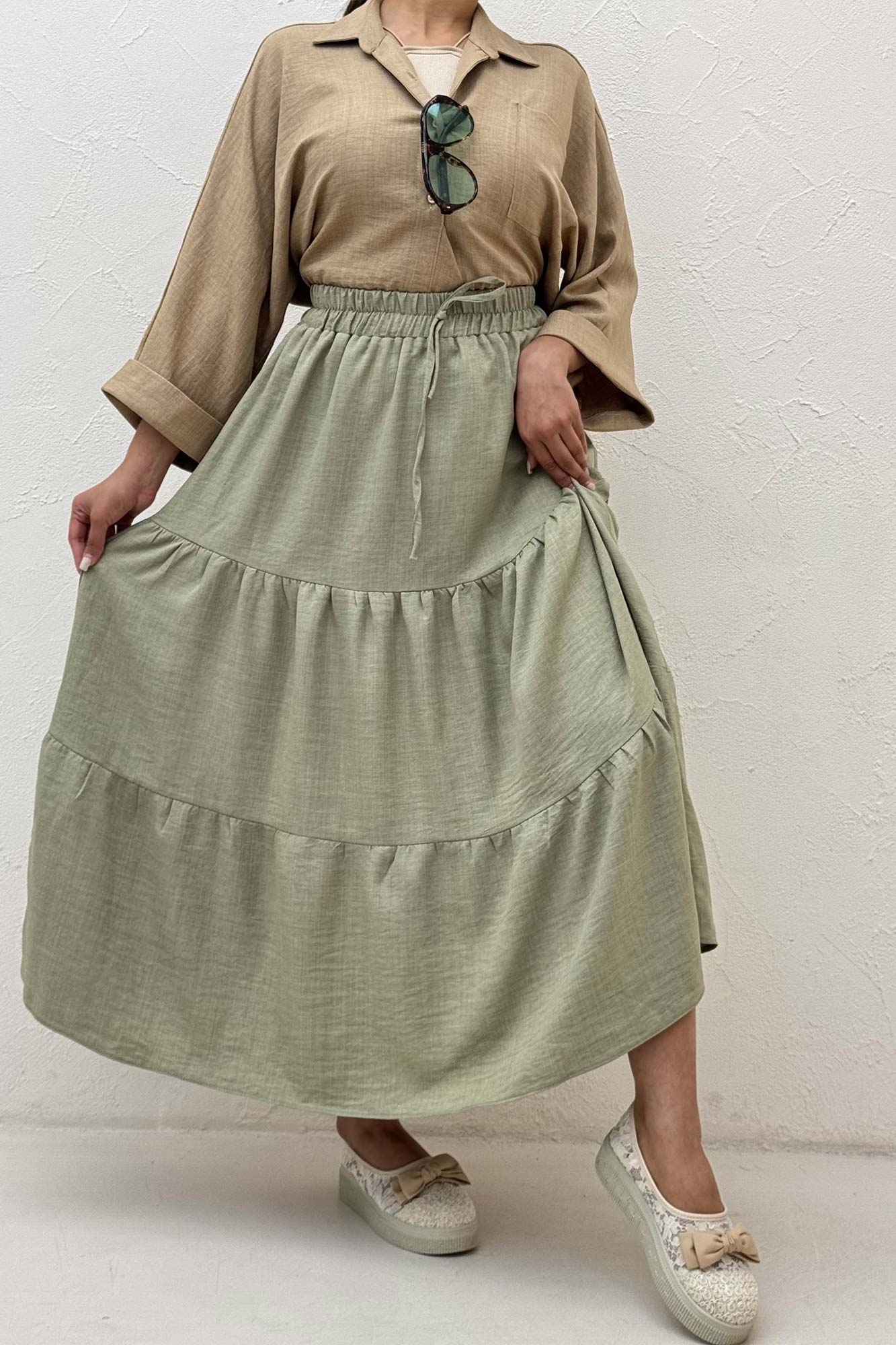 دامن بلند چین دار شانتون