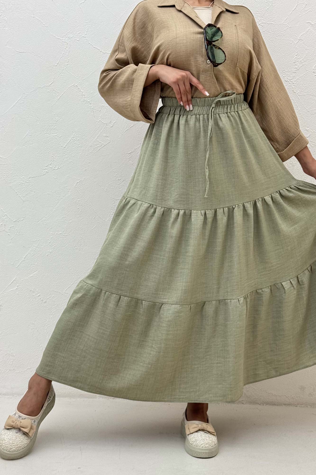 دامن بلند چین دار شانتون