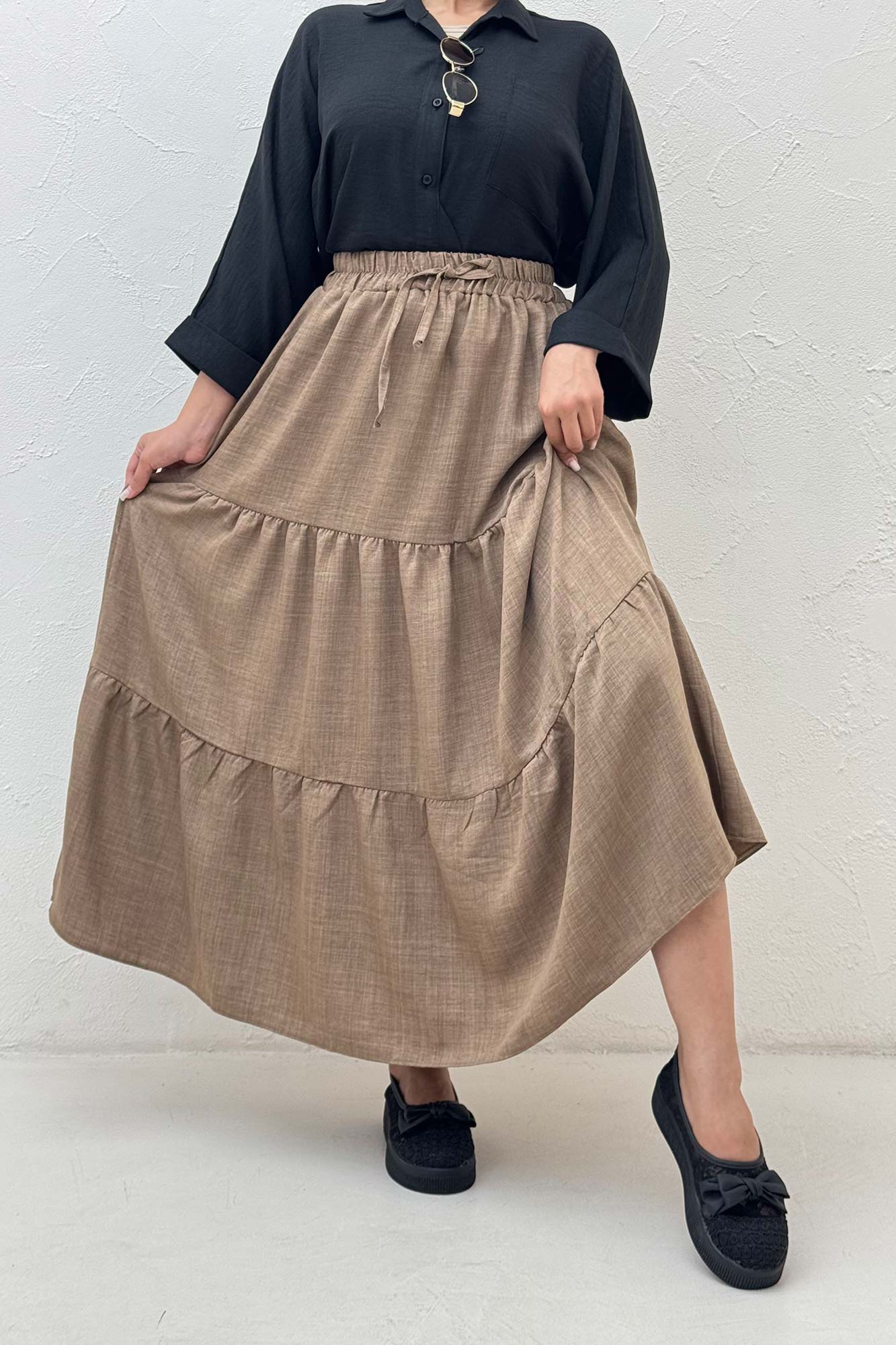 دامن بلند چین دار شانتون