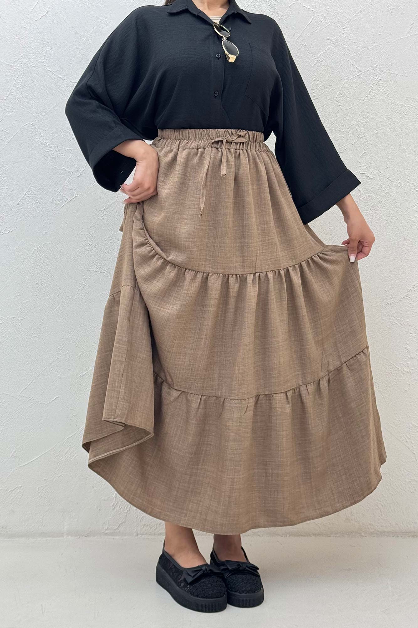 دامن بلند چین دار شانتون