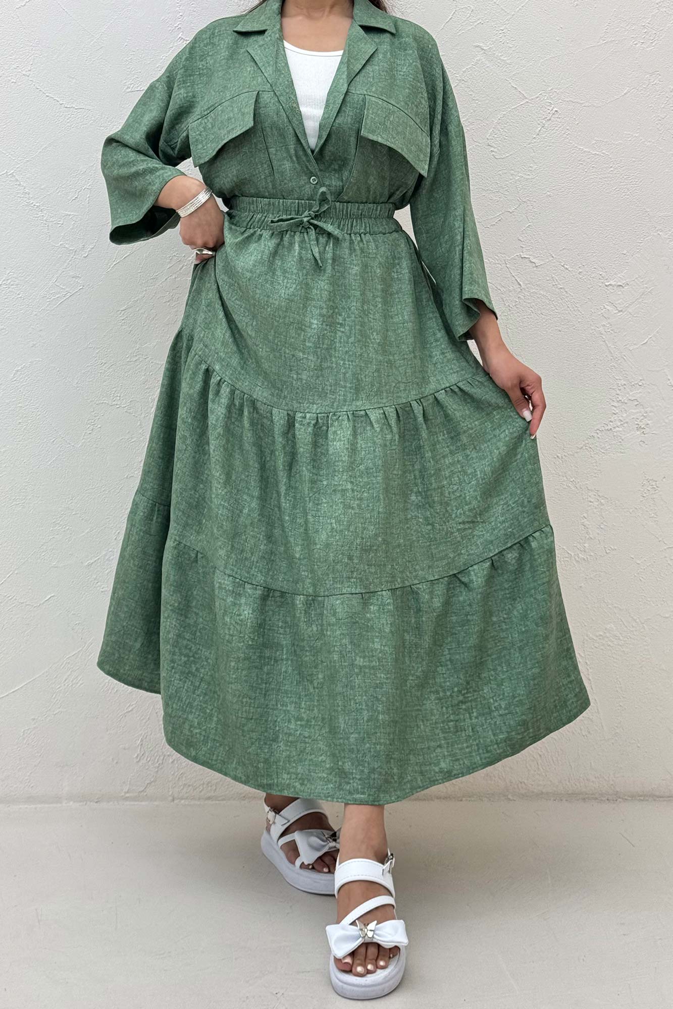 دامن بلند چین دار شانتون سرامیکی