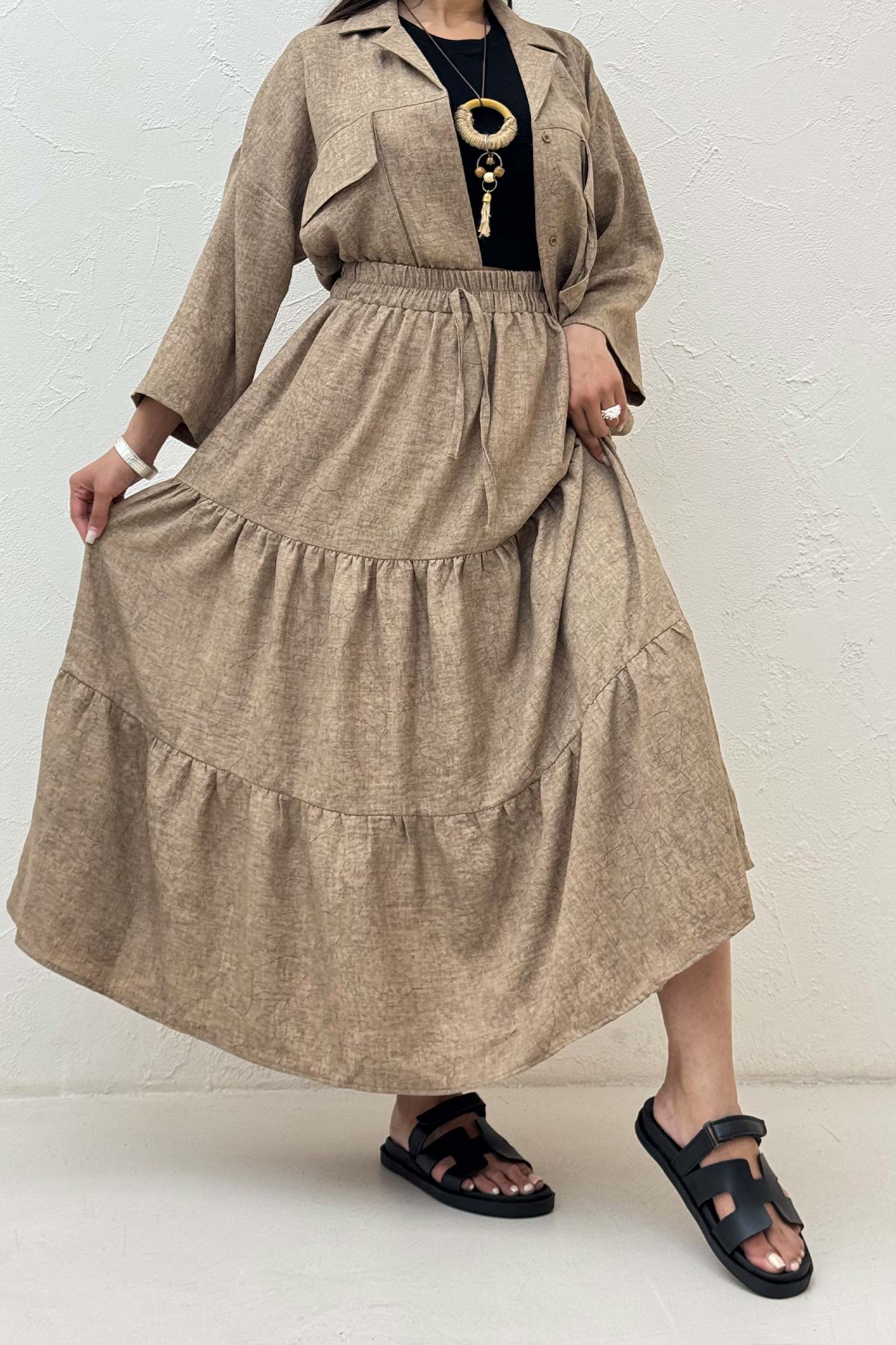 دامن بلند چین دار شانتون سرامیکی