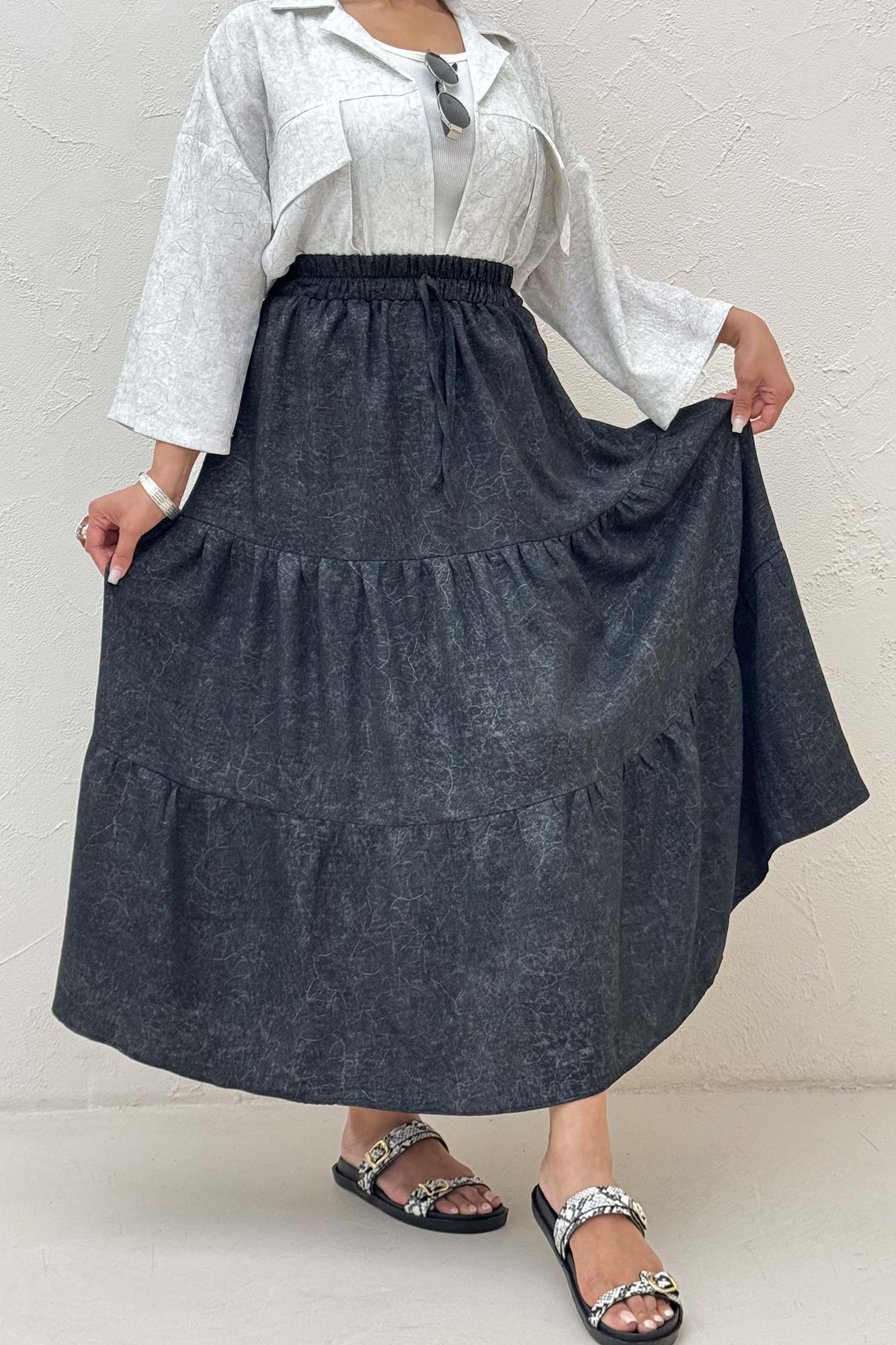 دامن بلند چین دار شانتون سرامیکی