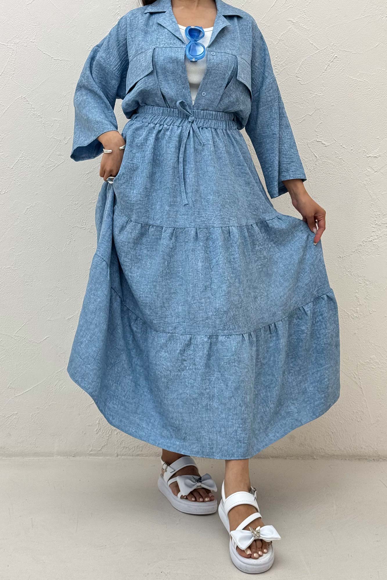 دامن بلند چین دار شانتون سرامیکی