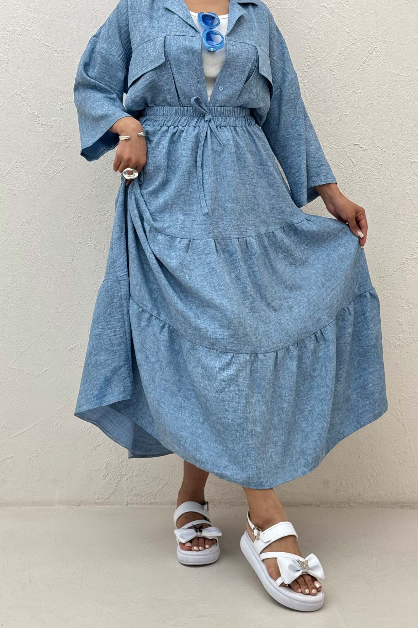 دامن بلند چین دار شانتون سرامیکی