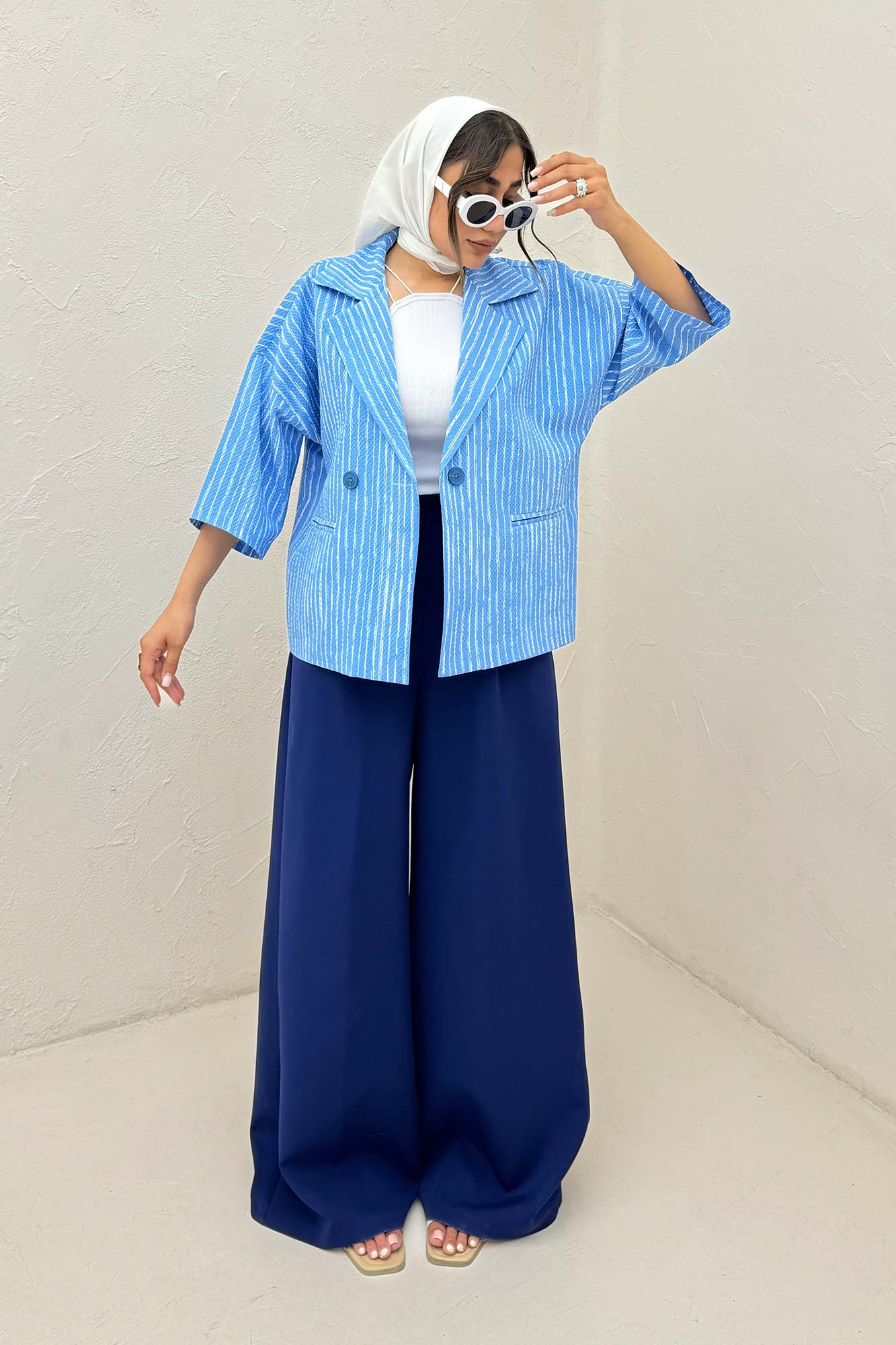 کت آستین سه رب راه راه زارا