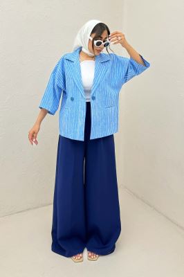 کت آستین سه رب راه راه زارا