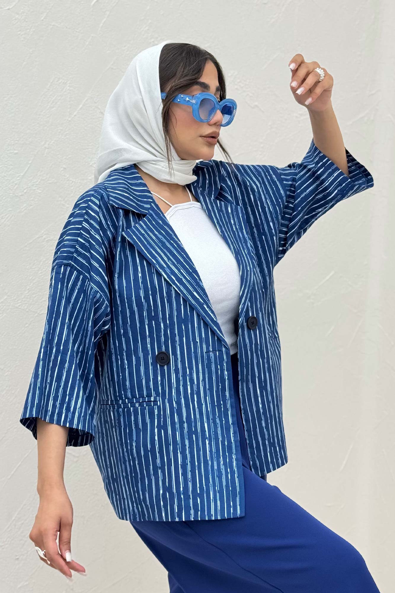 کت آستین سه رب راه راه زارا