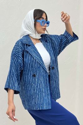 کت آستین سه رب راه راه زارا