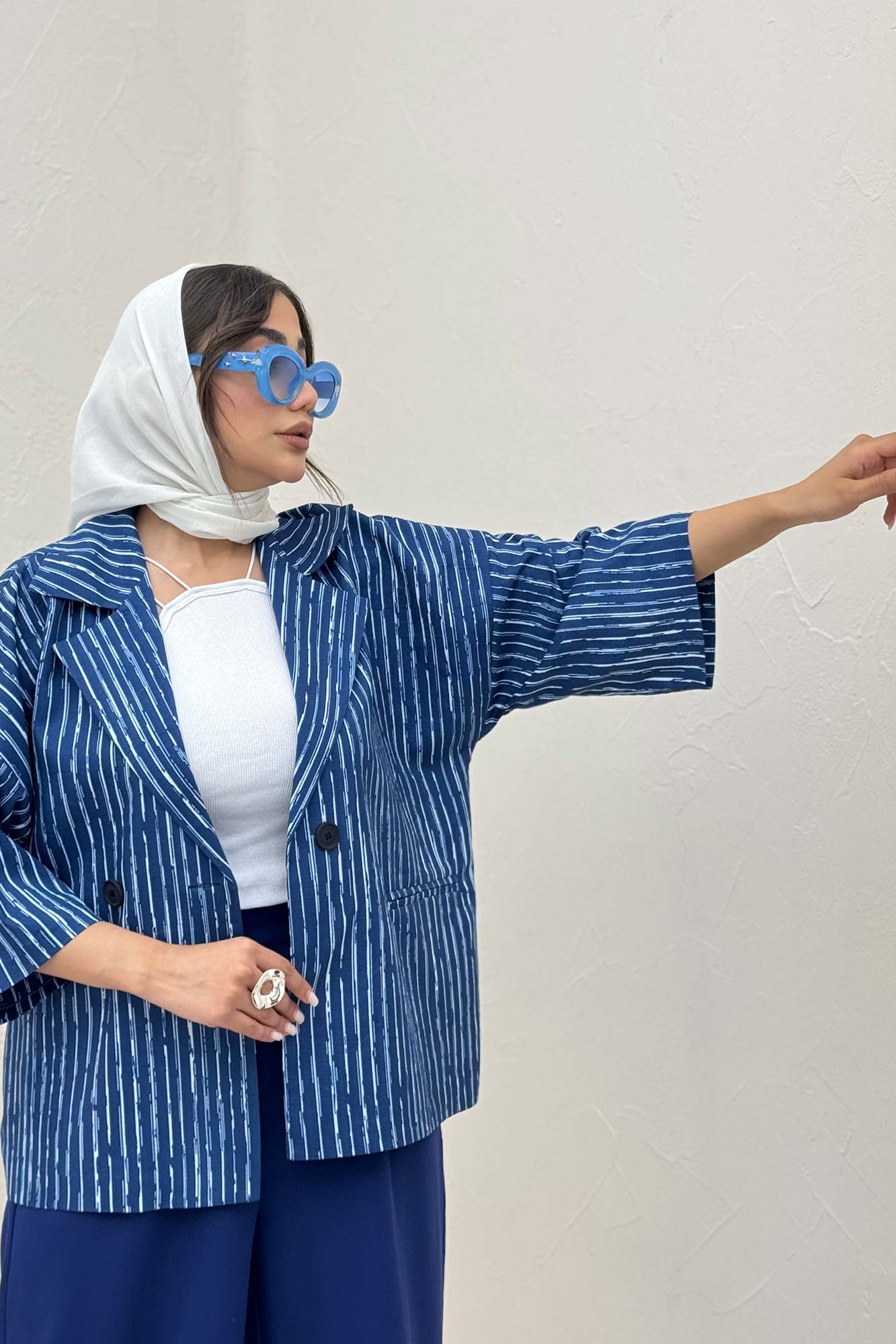 کت آستین سه رب راه راه زارا