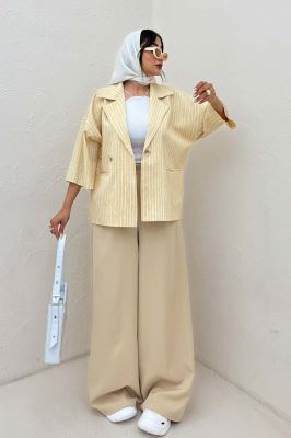 کت آستین سه رب راه راه زارا