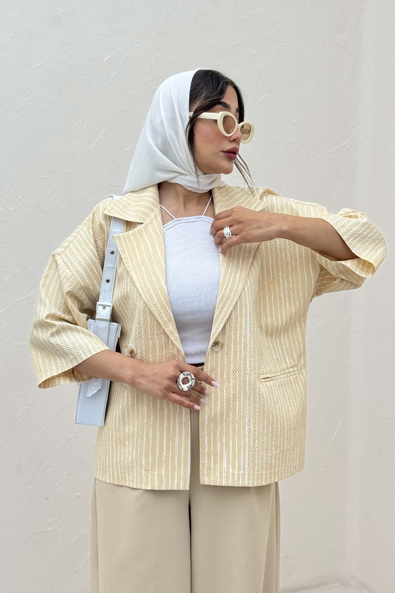 کت آستین سه رب راه راه زارا