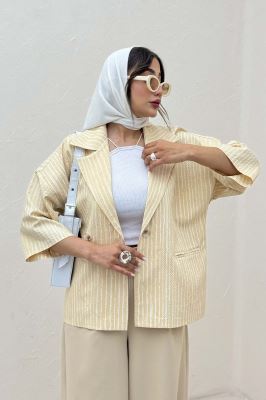 کت آستین سه رب راه راه زارا