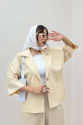 کت آستین سه رب راه راه زارا