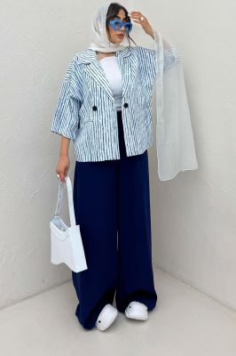 کت آستین سه رب راه راه زارا