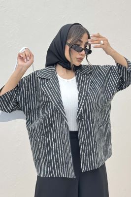 کت آستین سه رب راه راه زارا