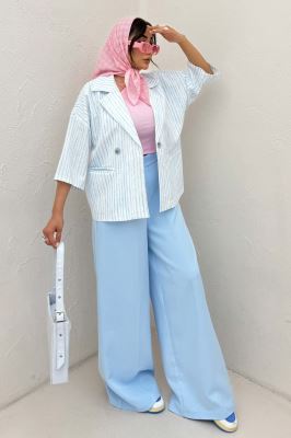 کت آستین سه رب راه راه زارا