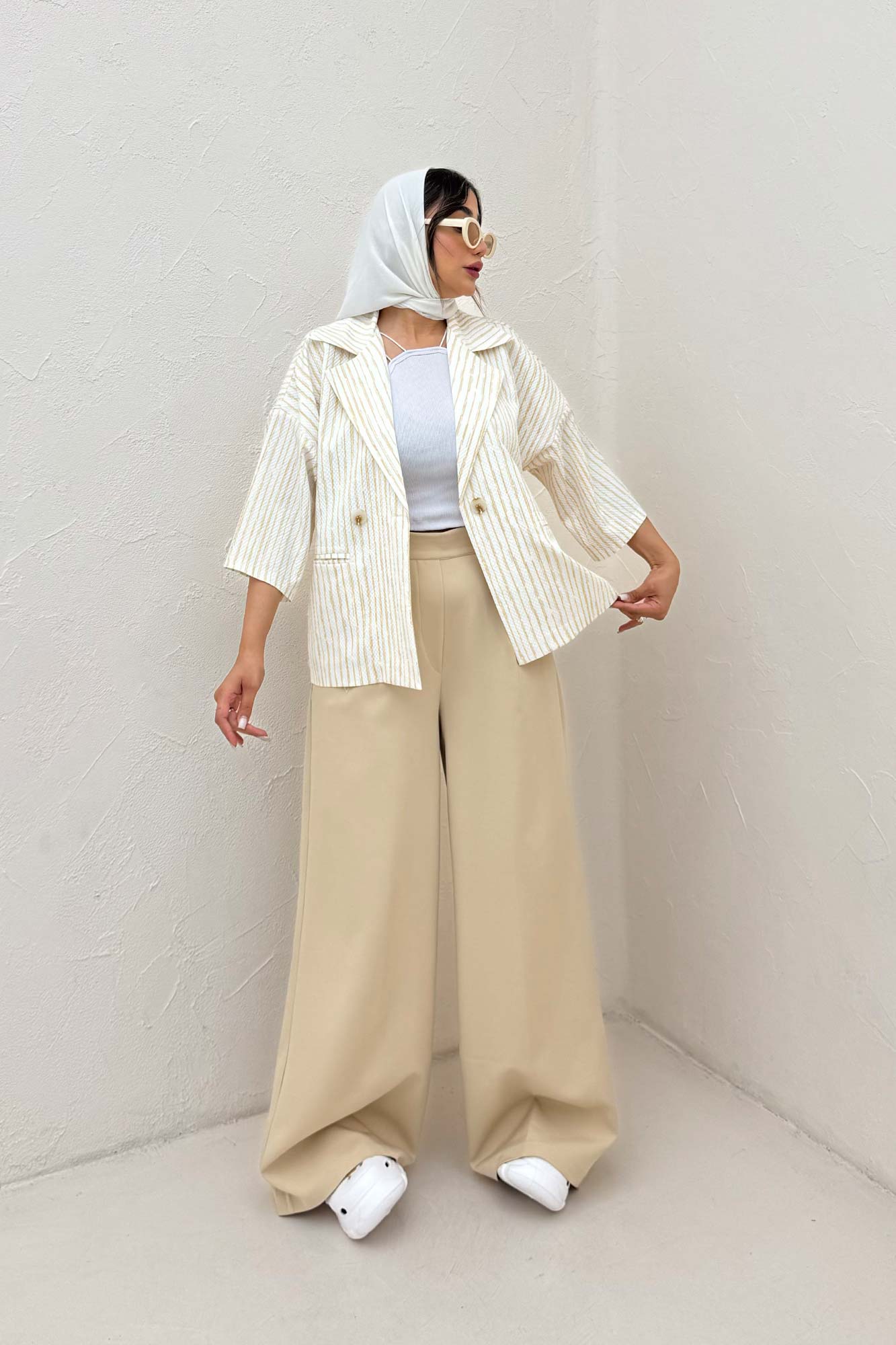 کت آستین سه رب راه راه زارا