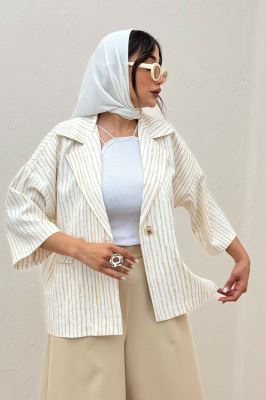 کت آستین سه رب راه راه زارا