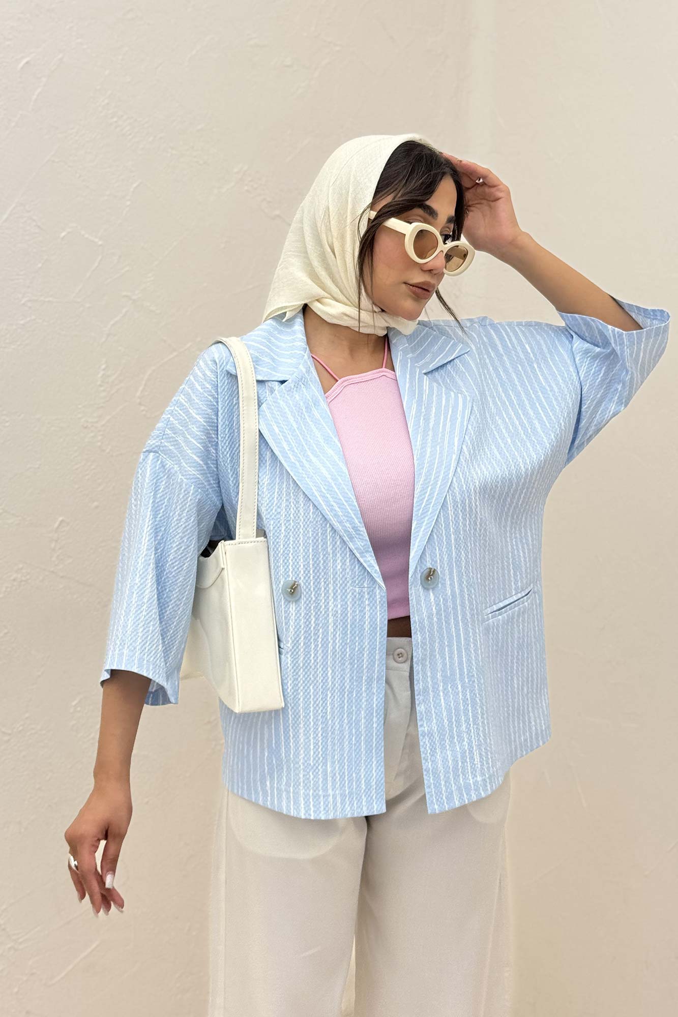 کت آستین سه رب راه راه زارا