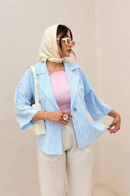 کت آستین سه رب راه راه زارا