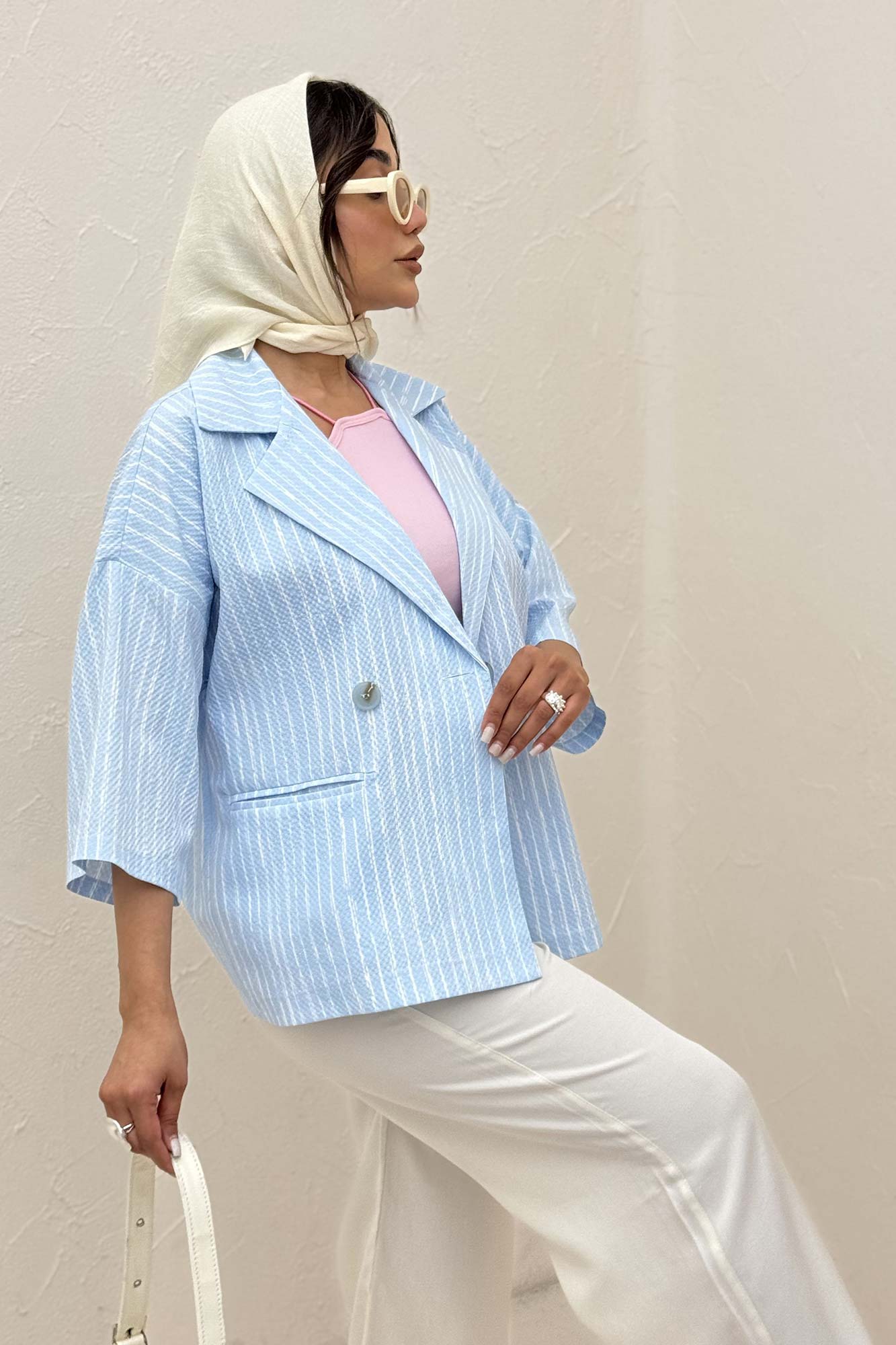 کت آستین سه رب راه راه زارا