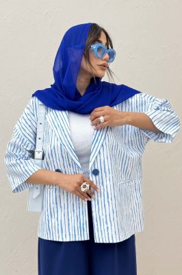 کت آستین سه رب راه راه زارا