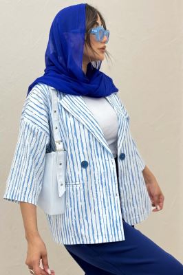 کت آستین سه رب راه راه زارا