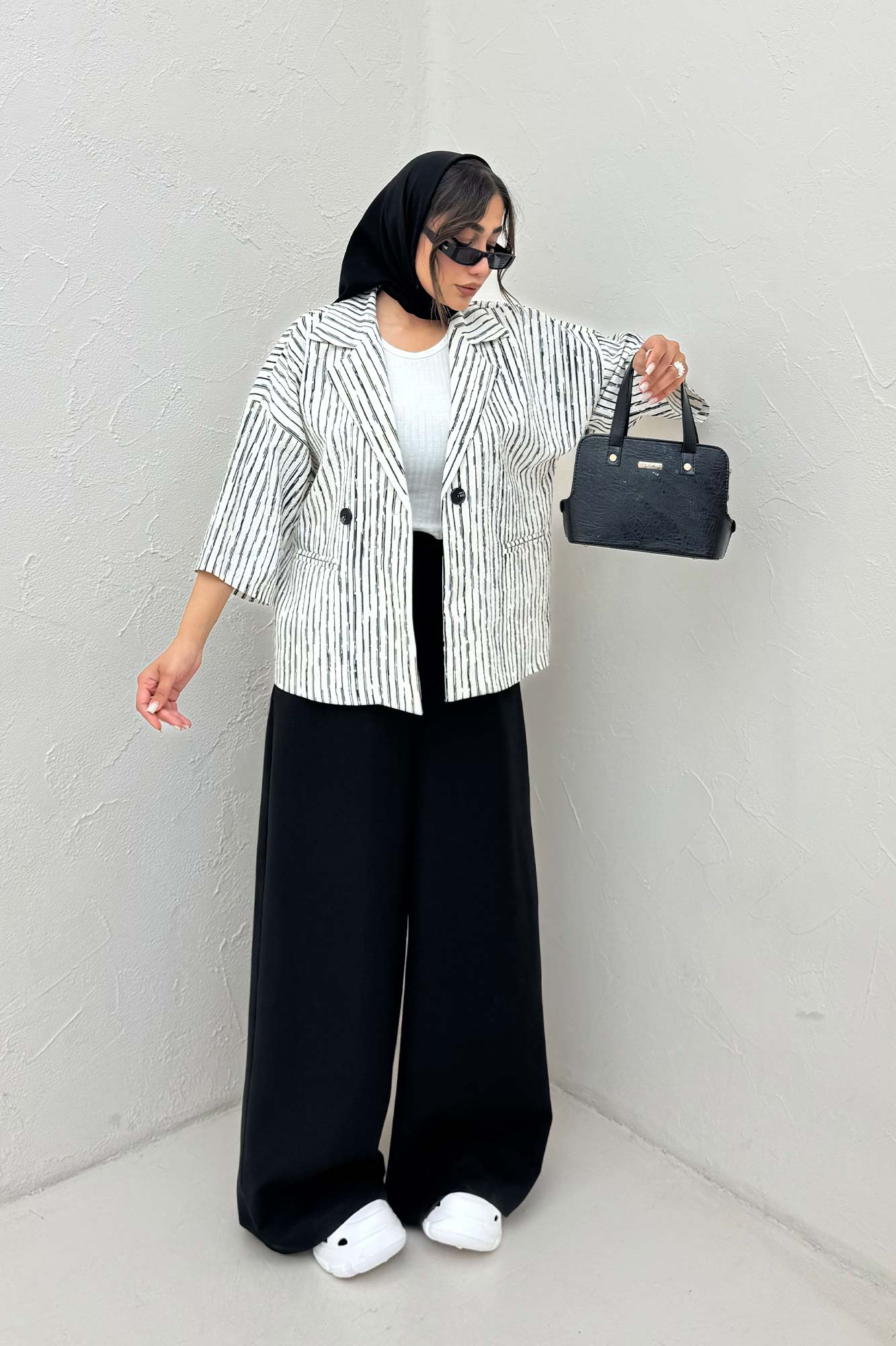 کت آستین سه رب راه راه زارا