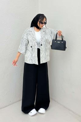 کت آستین سه رب راه راه زارا