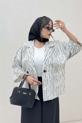 کت آستین سه رب راه راه زارا