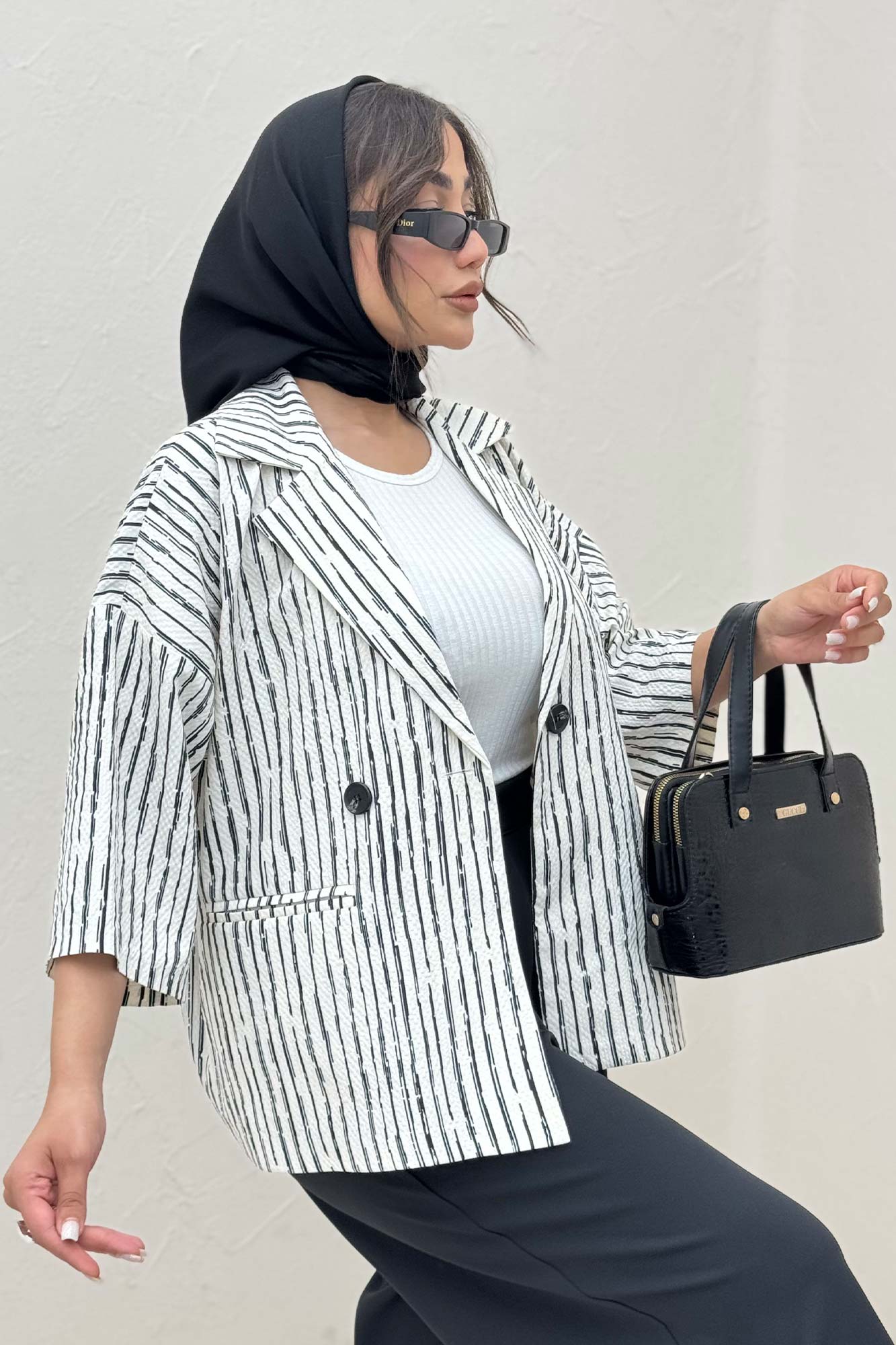 کت آستین سه رب راه راه زارا