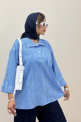 شومیز جلو بسته یقه بلیطی راه راه زارا