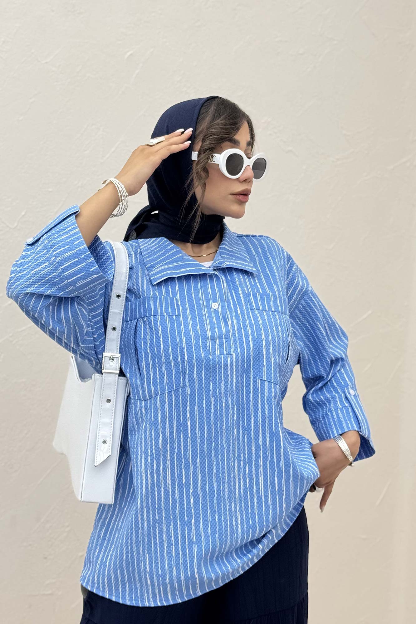 شومیز جلو بسته یقه بلیطی راه راه زارا