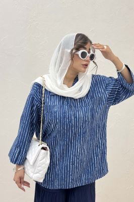 شومیز جلو بسته یقه بلیطی راه راه زارا