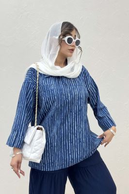 شومیز جلو بسته یقه بلیطی راه راه زارا